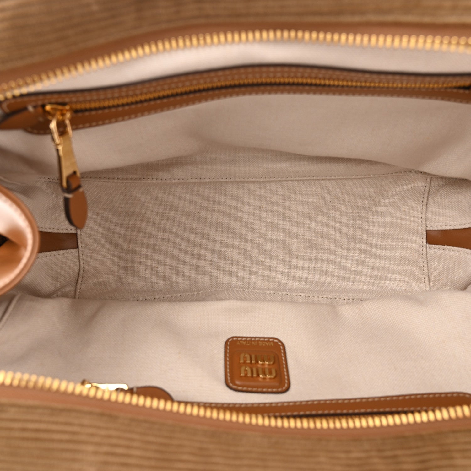 Miu Miu Corduroy Large Beau Top Handle Bag Cinnamon 5 of 9