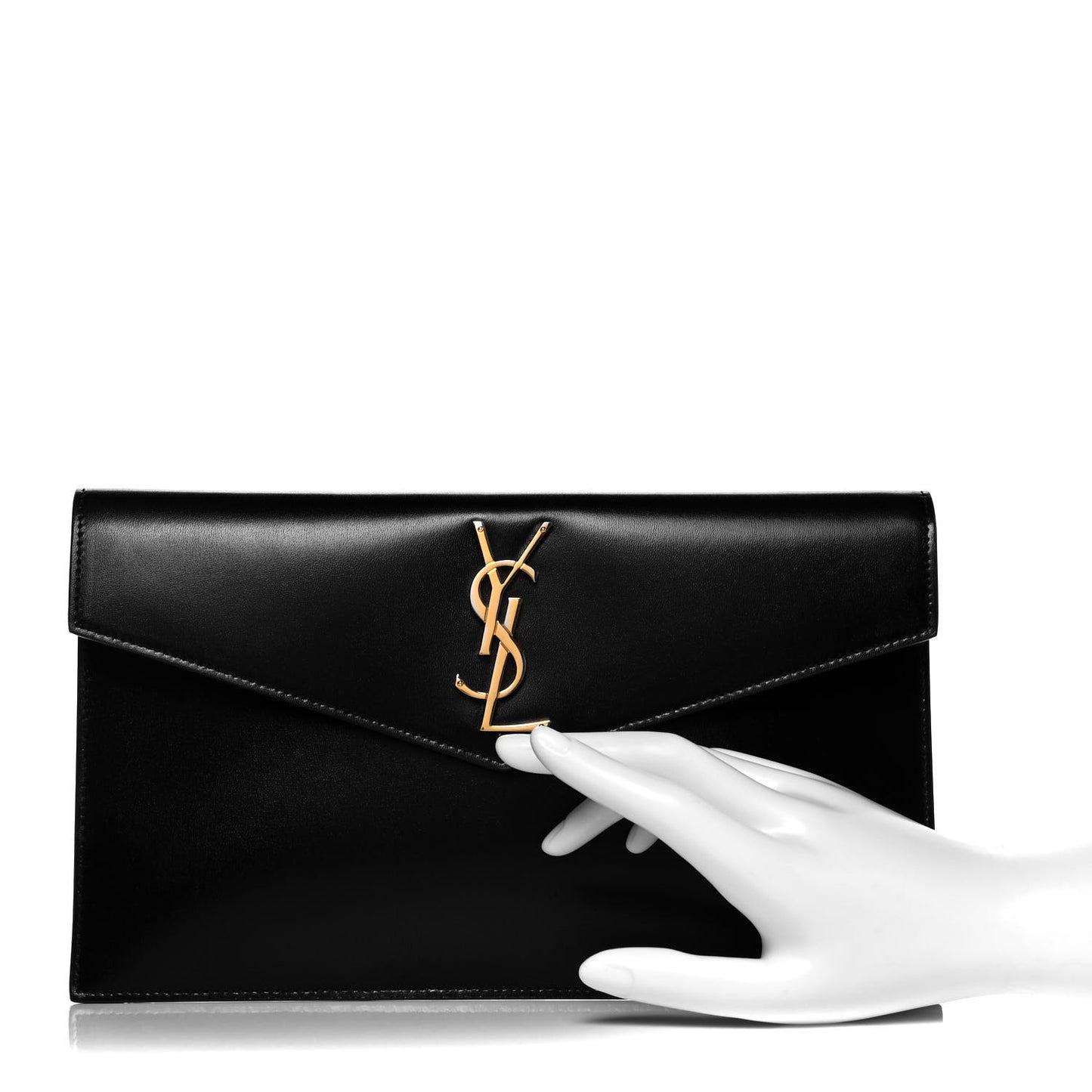 Smooth Shiny Calfskin Monogram Uptown Pouch Black