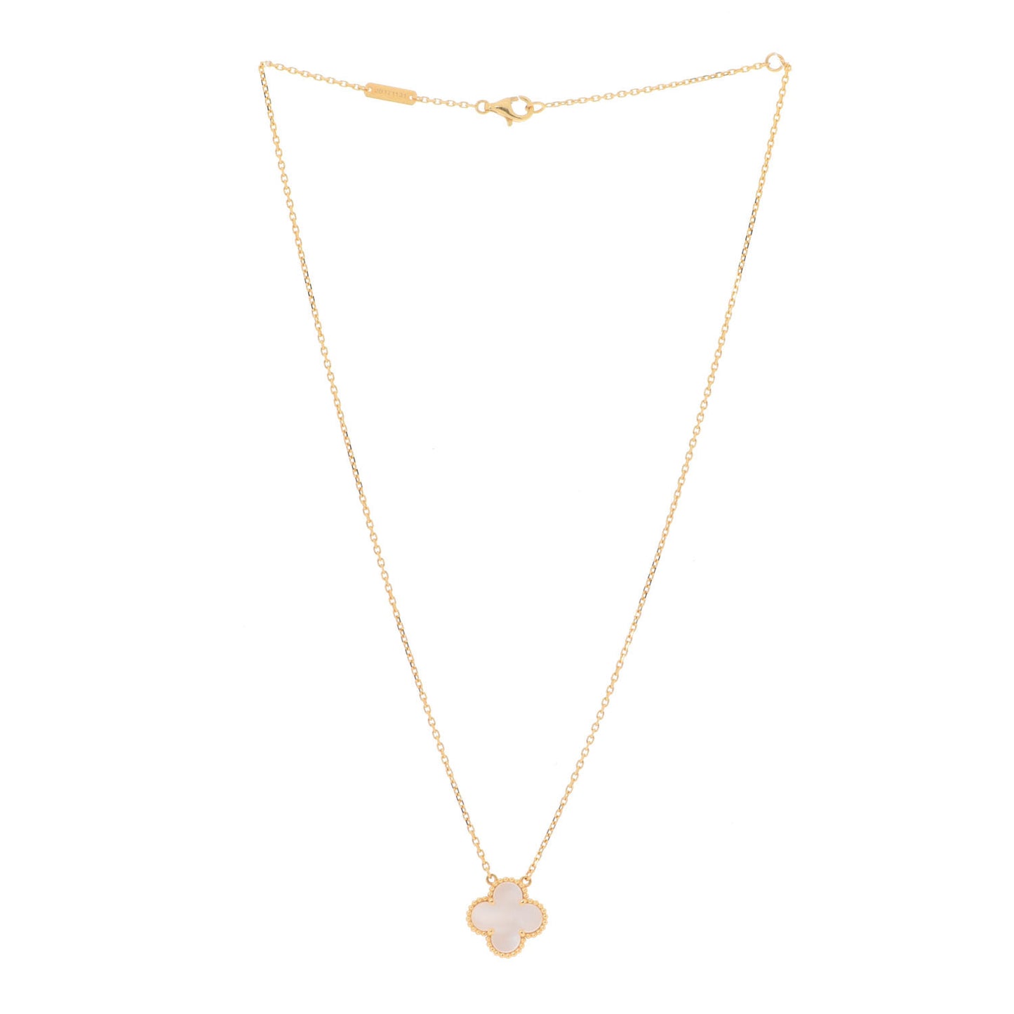 18K Yellow Gold Mother of Pearl Vintage Alhambra Pendant Necklace
