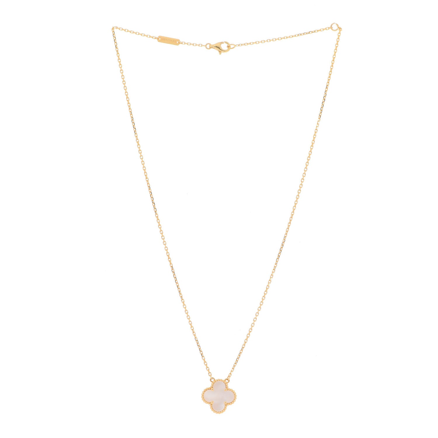 Van Cleef & Arpels 18K Yellow Gold Mother of Pearl Vintage Alhambra Pendant Necklace 3 of 5