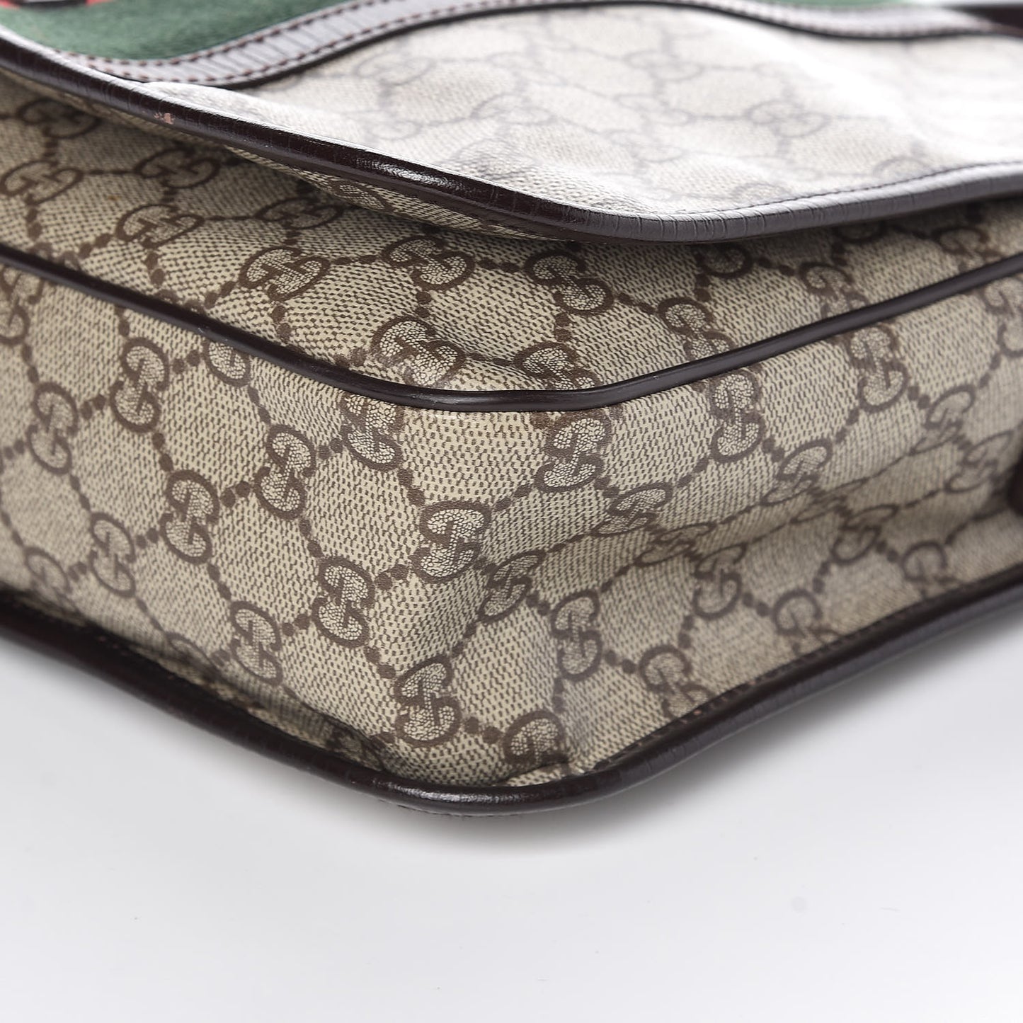 GG Plus Monogram Web Medium Flap Messenger Beige Dark Brown