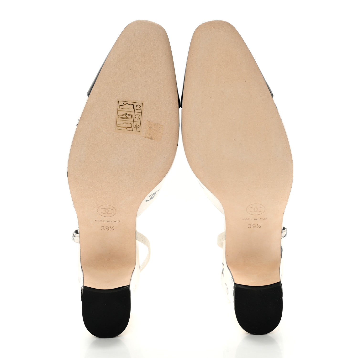 Chanel Printed Lambskin Cap Toe CC Slingback Pumps 39.5 Black White 6 of 14