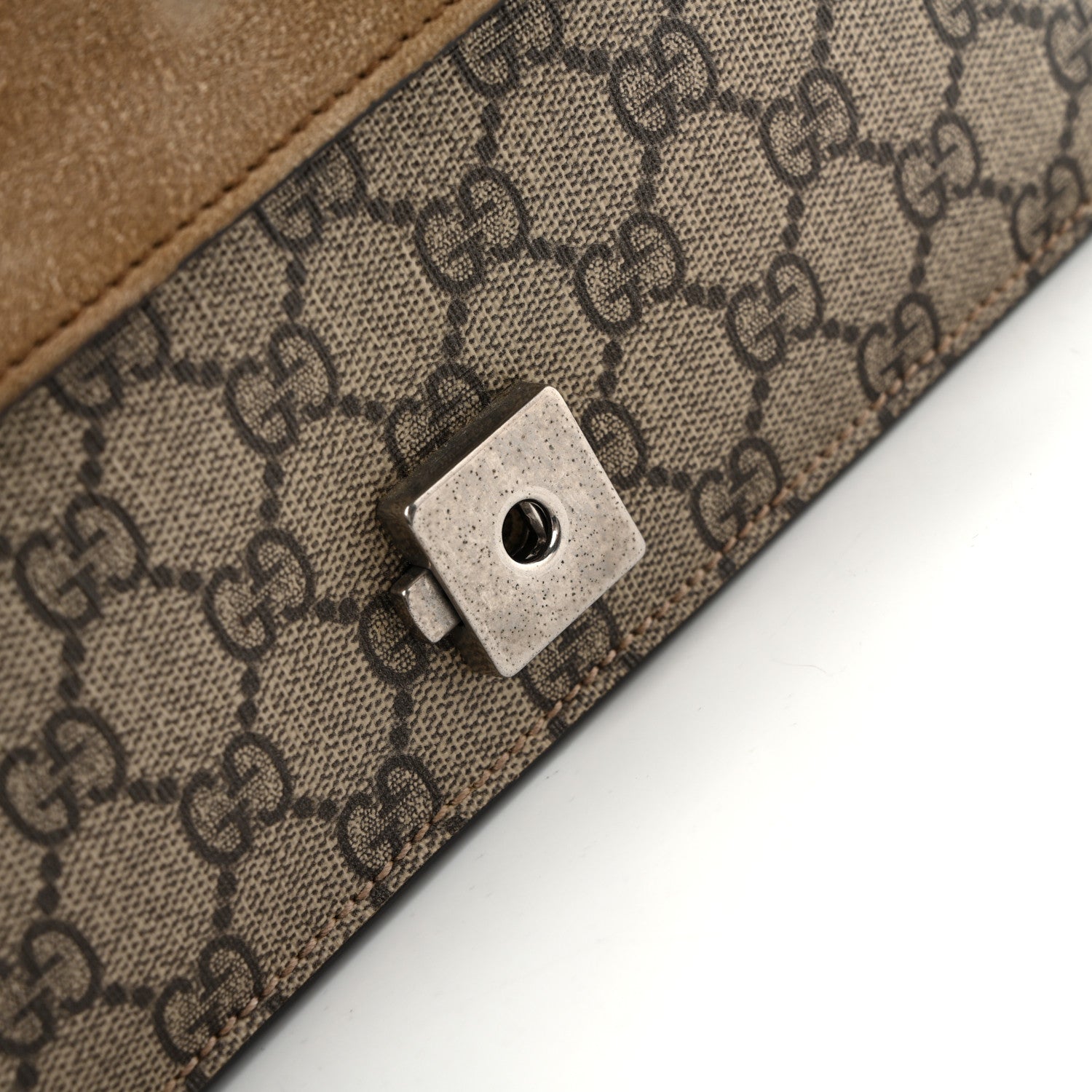 Gucci GG Supreme Monogram Suede Crystal Small Dionysus Shoulder Bag Beige Ebony Taupe 14 of 14