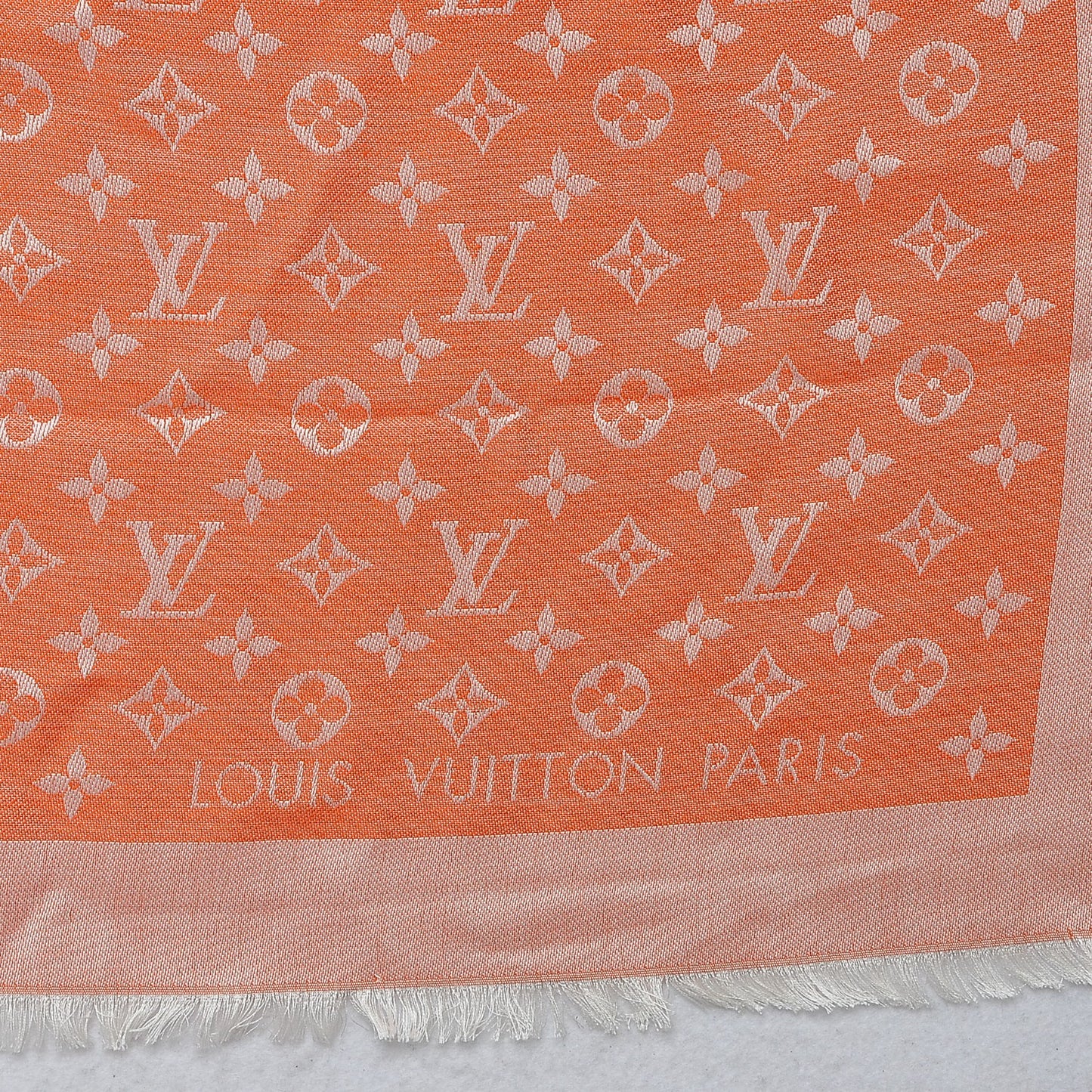 Silk Wool Monogram Denim Shawl Piment