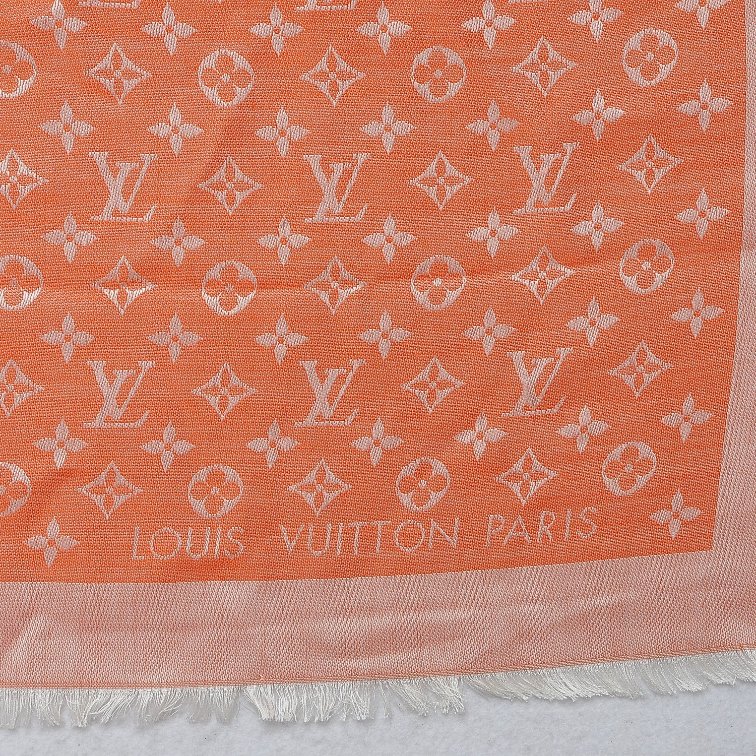 Louis Vuitton Silk Wool Monogram Denim Shawl Piment 4 of 5