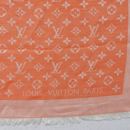 Louis Vuitton Silk Wool Monogram Denim Shawl Piment 4 of 5