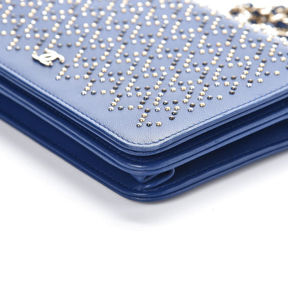 Chanel Lambskin Studded Wallet On Chain WOC Blue 11 of 11
