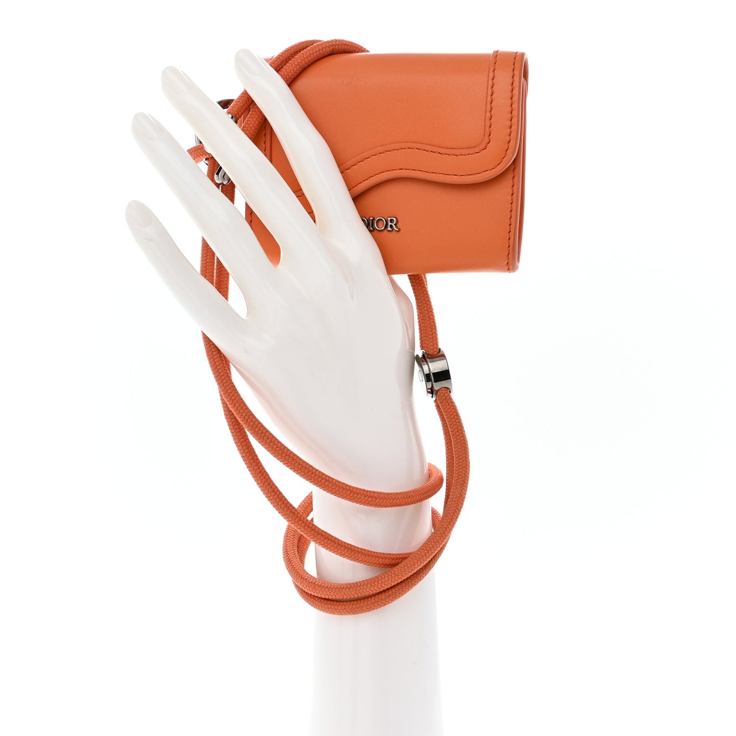 Smooth Calfskin Saddle Card Holder On Strap Orange