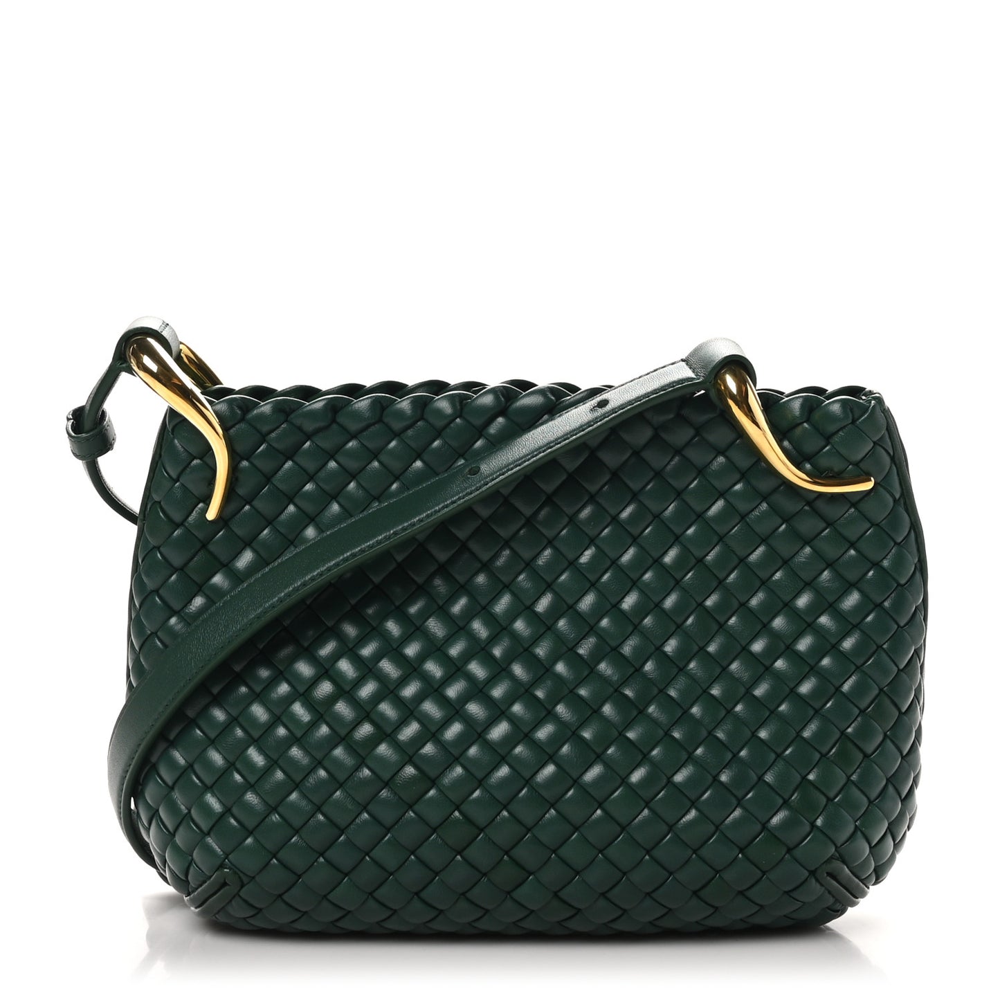 Nappa Intrecciato Small Clicker Shoulder Bag Raintree