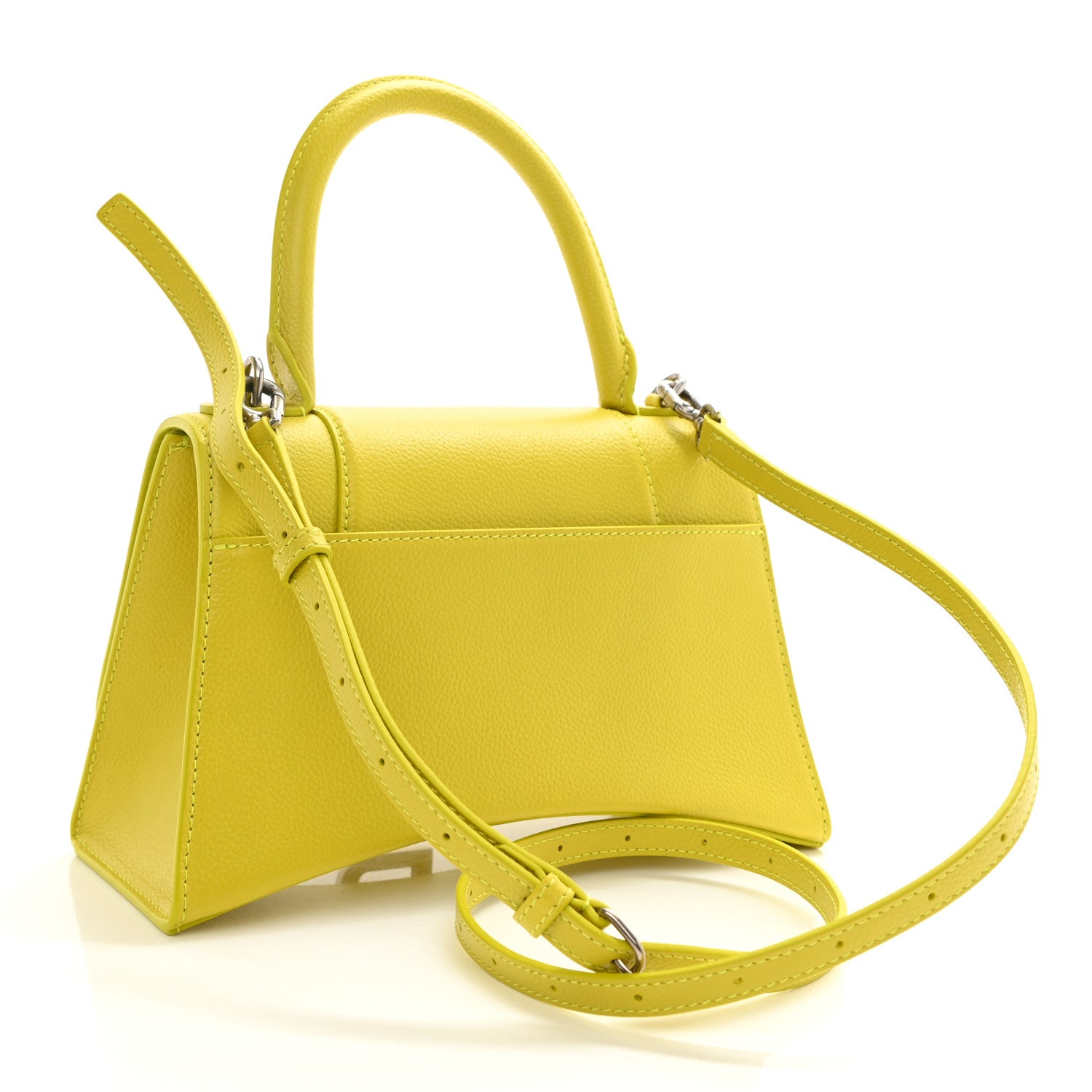 Balenciaga Grained Calfskin Small Hourglass Top Handle Bag Lime 3 of 10