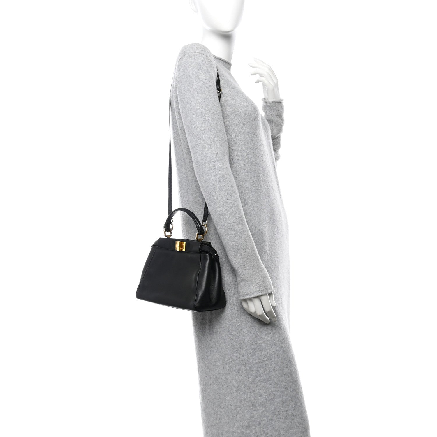 Fendi Nappa Mini Peekaboo Iconic Satchel Black 2 of 11