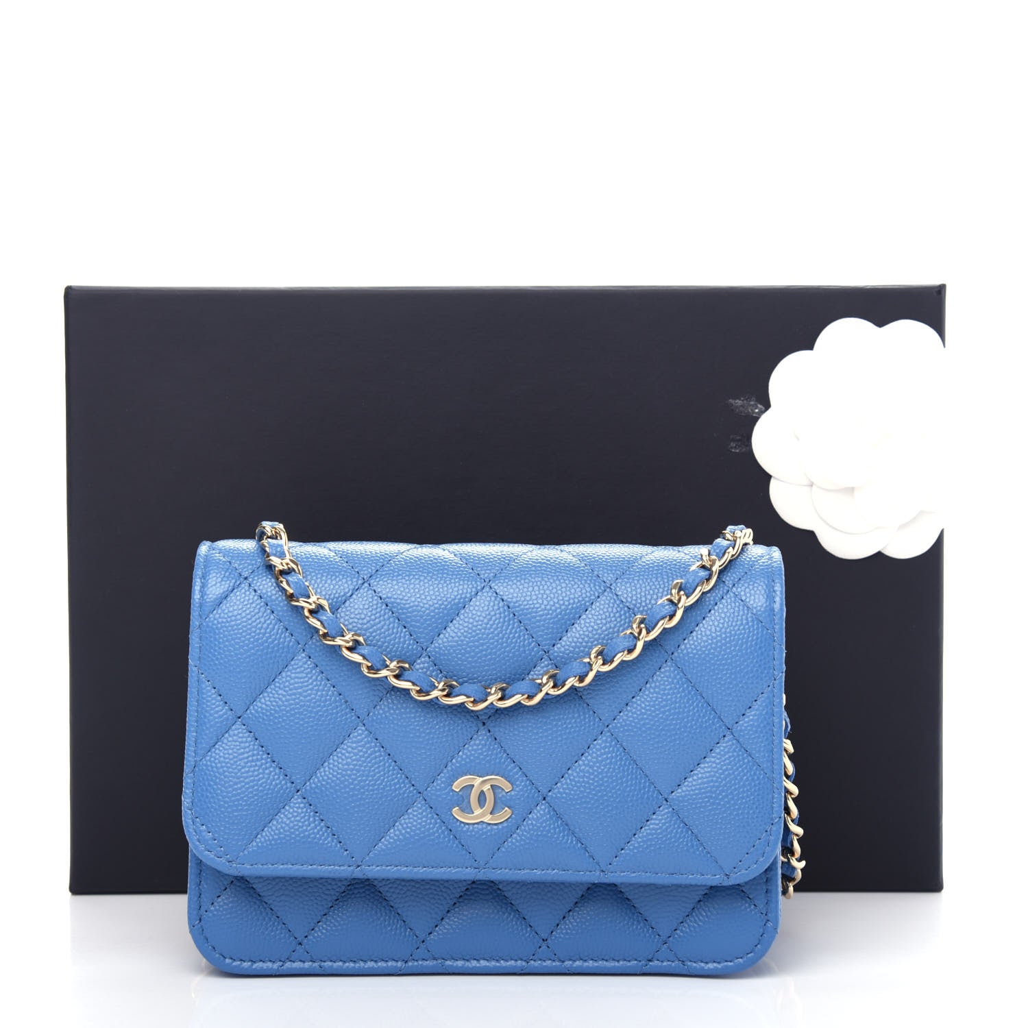 Chanel Caviar Quilted Mini Wallet On Chain WOC Blue 11 of 11