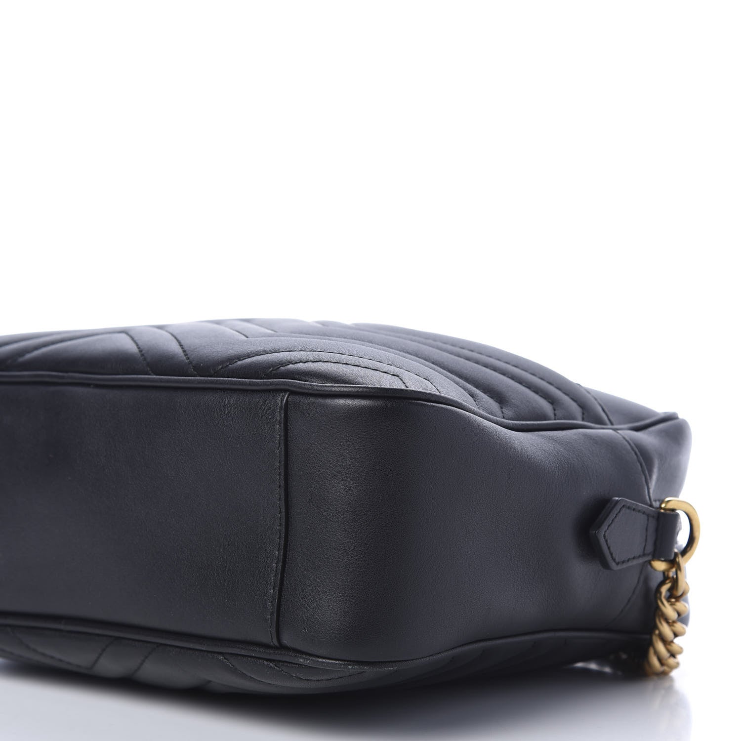 Gucci Calfskin Matelasse Medium GG Marmont Chain Shoulder Bag Black 10 of 11
