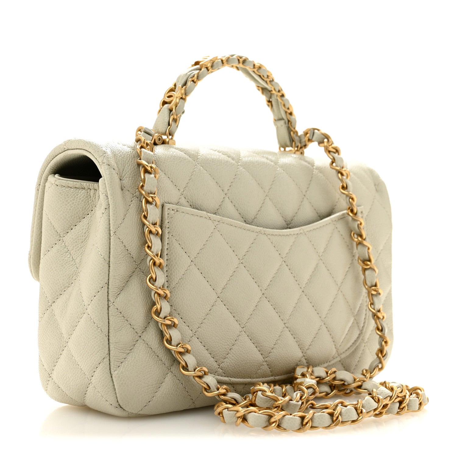 Chanel Caviar Quilted Small Handy CC Flap Light Grey 3 of 10