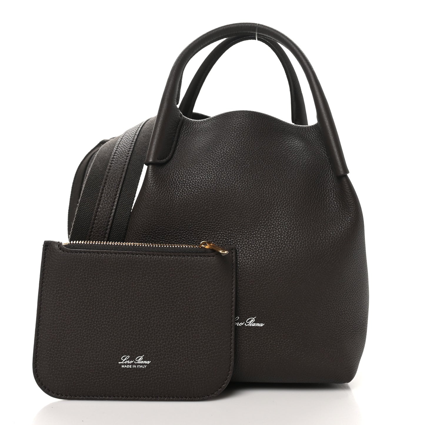 Grained Calfskin Small Bale Bag Dark Chocolate Liquorice