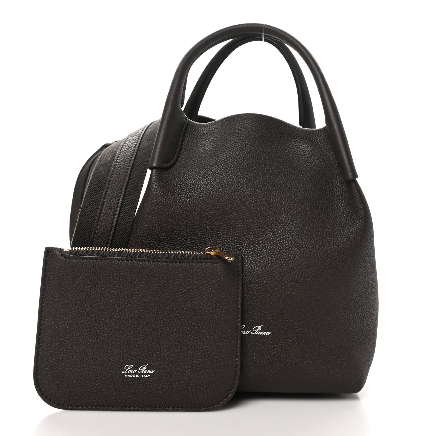 Loro Piana Grained Calfskin Small Bale Bag Dark Chocolate Liquorice 2 of 9