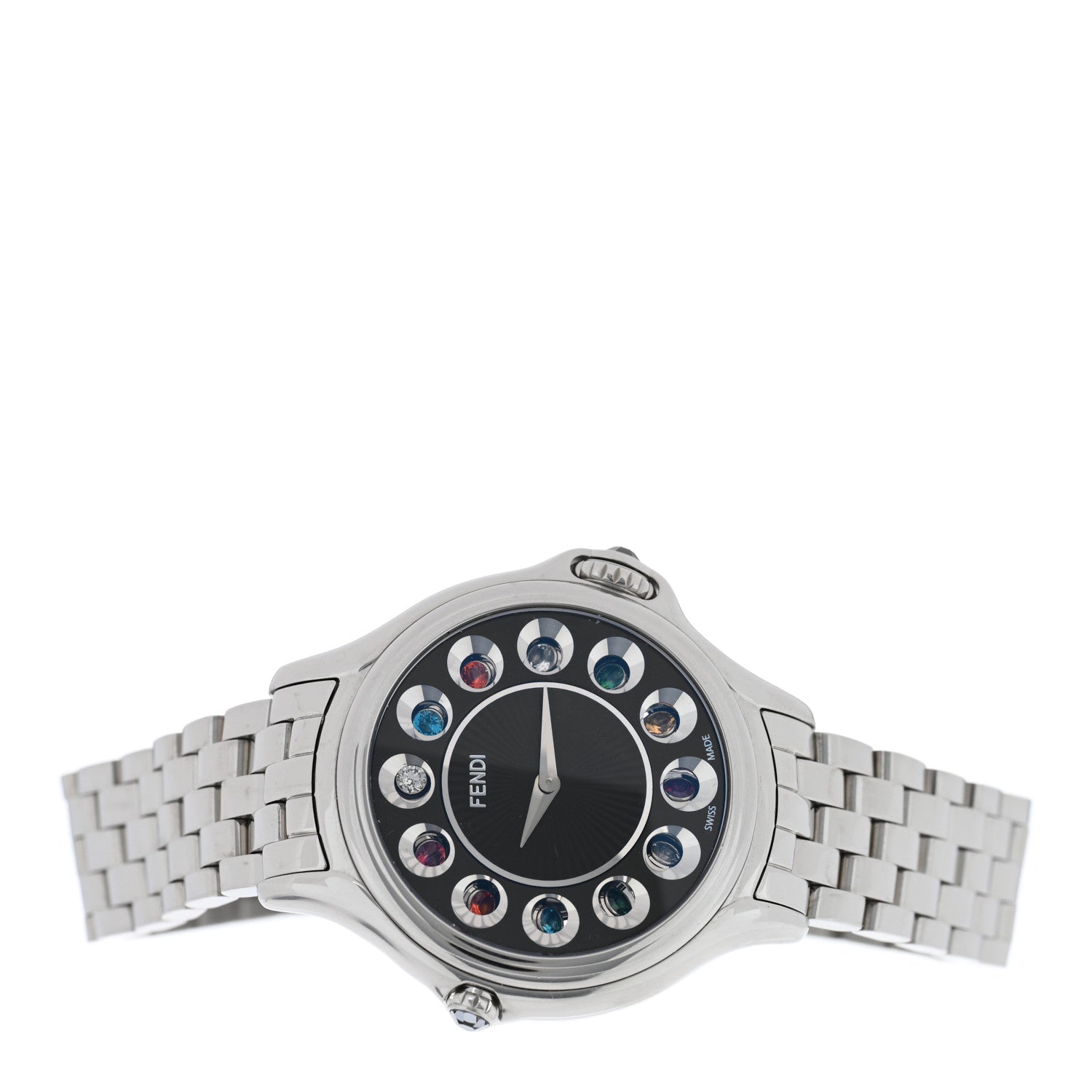 Fendi Stainless Steel Diamond Topaz 33mm Crazy Carats Quartz Watch Black 2 of 4