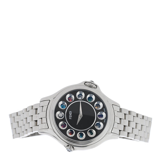 Stainless Steel Diamond Topaz 33mm Crazy Carats Quartz Watch Black