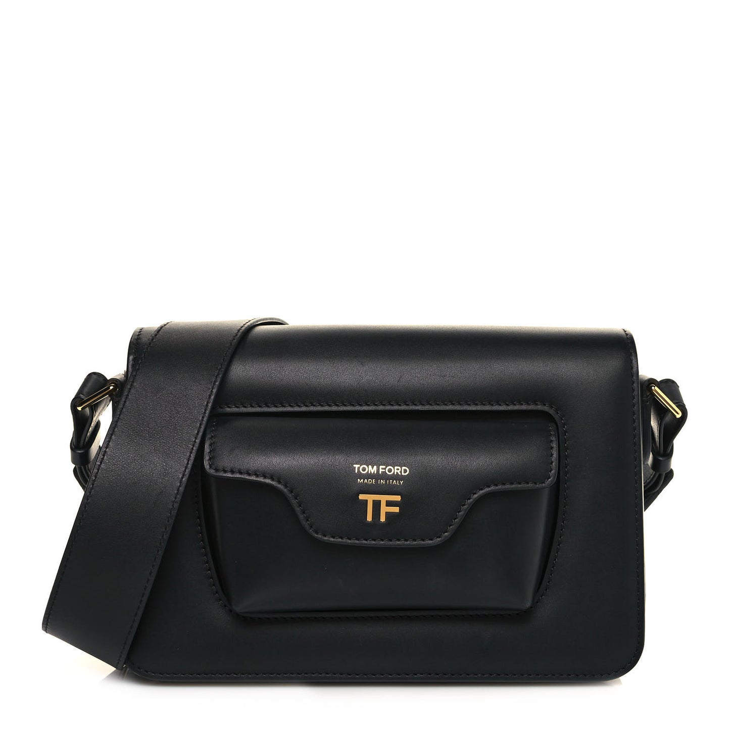 Calfskin Hollywood T Twist Shoulder Bag Black
