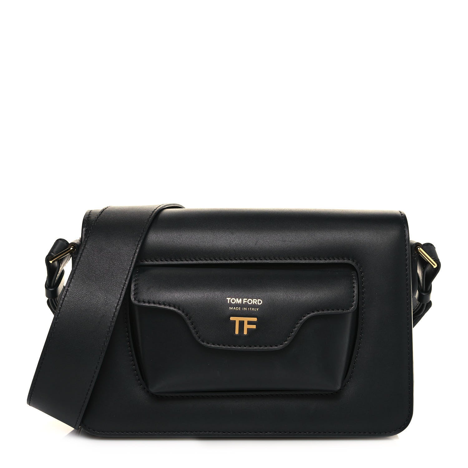 Tom Ford Calfskin Hollywood T Twist Shoulder Bag Black 1 of 12