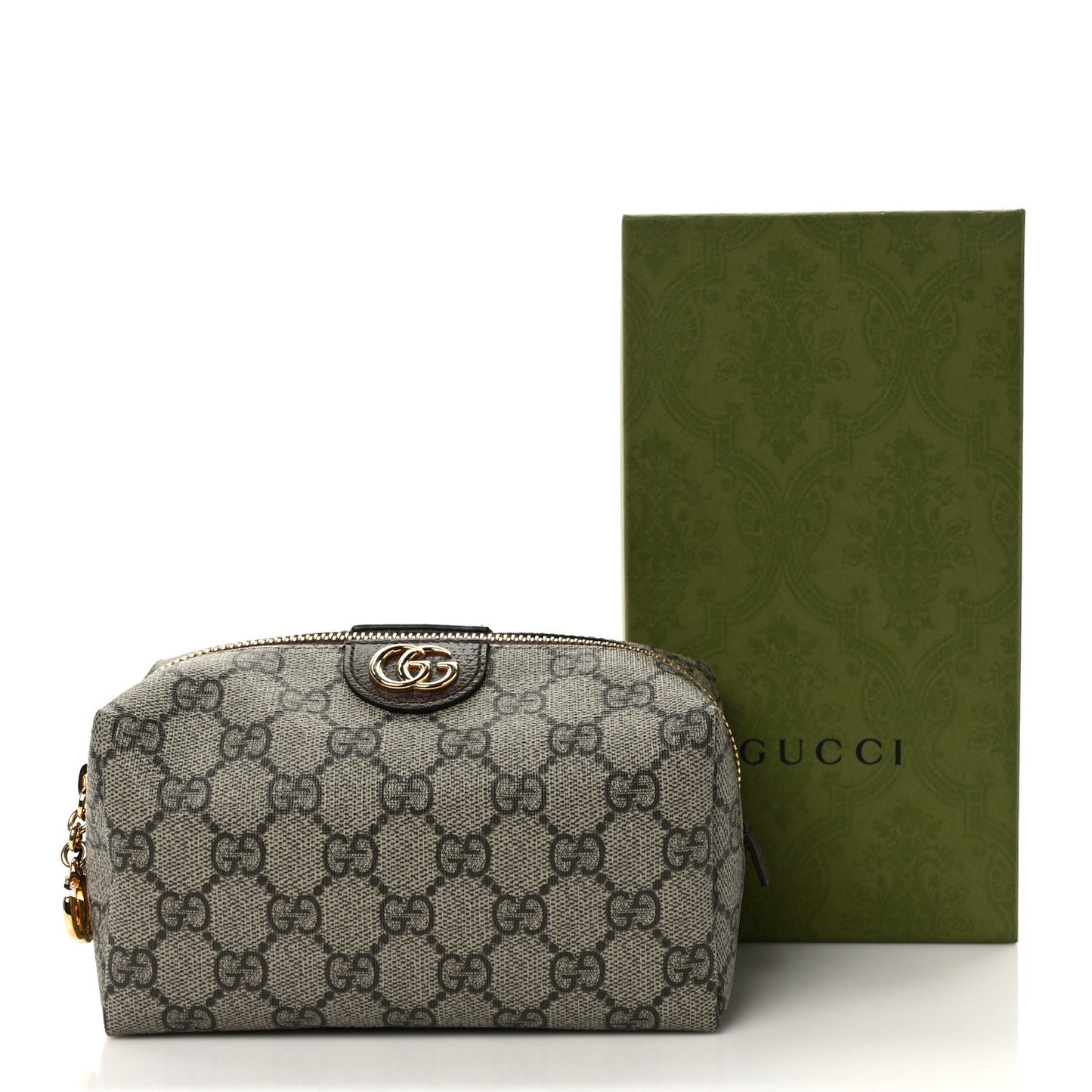 Soft GG Supreme Monogram Calfskin Medium Ophidia Cosmetic Case Beige Ebony New Acero