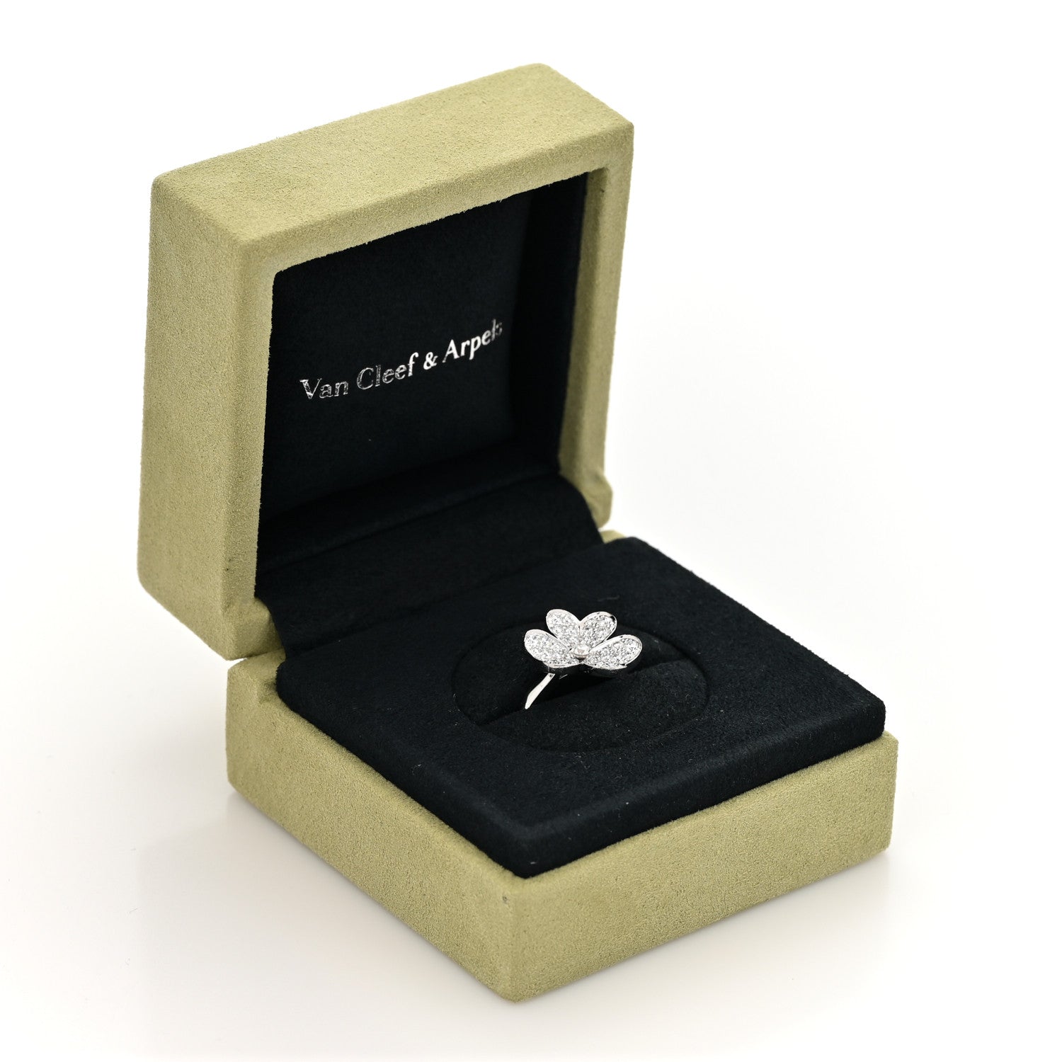 Van Cleef & Arpels 18K White Gold Diamond Small Frivole Ring 49 5 6 of 6