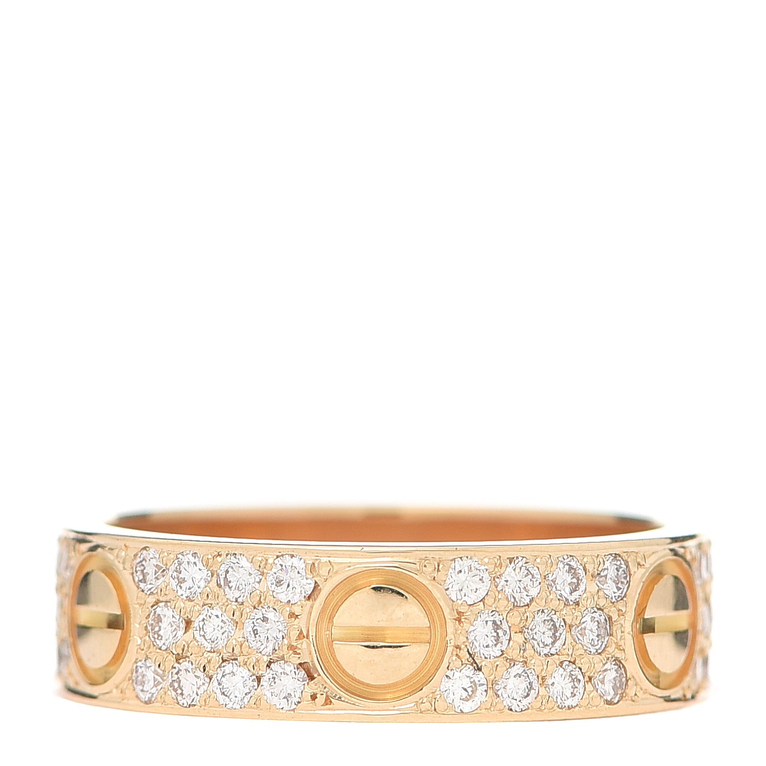 Cartier 18K Yellow Gold Diamond 5mm LOVE Wedding Paved Band Ring 54 6.75 3 of 6