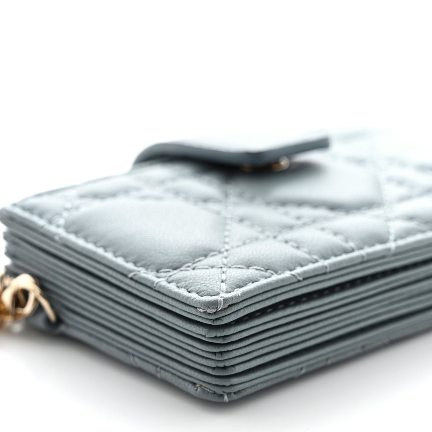 Lambskin Cannage Lady Dior 5-Gusset Card Holder Cloud Blue