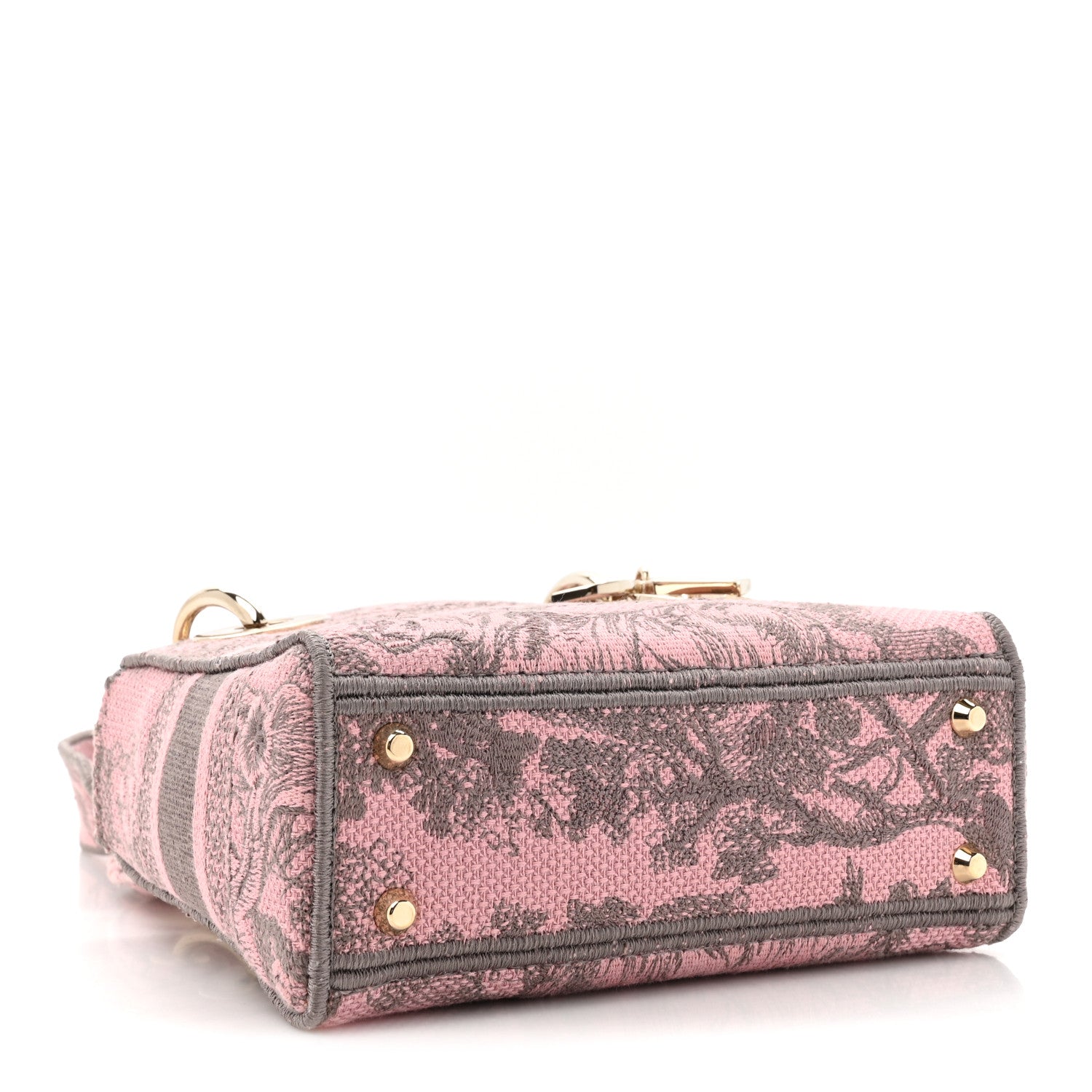 Christian Dior Canvas Toile De Jouy Embroidered Mini Lady D-Lite Gray Pink 4 of 10