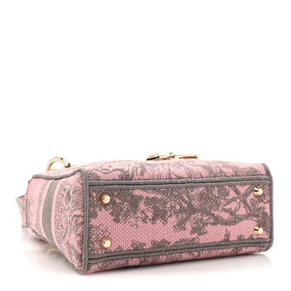 Christian Dior Canvas Toile De Jouy Embroidered Mini Lady D-Lite Gray Pink 4 of 10