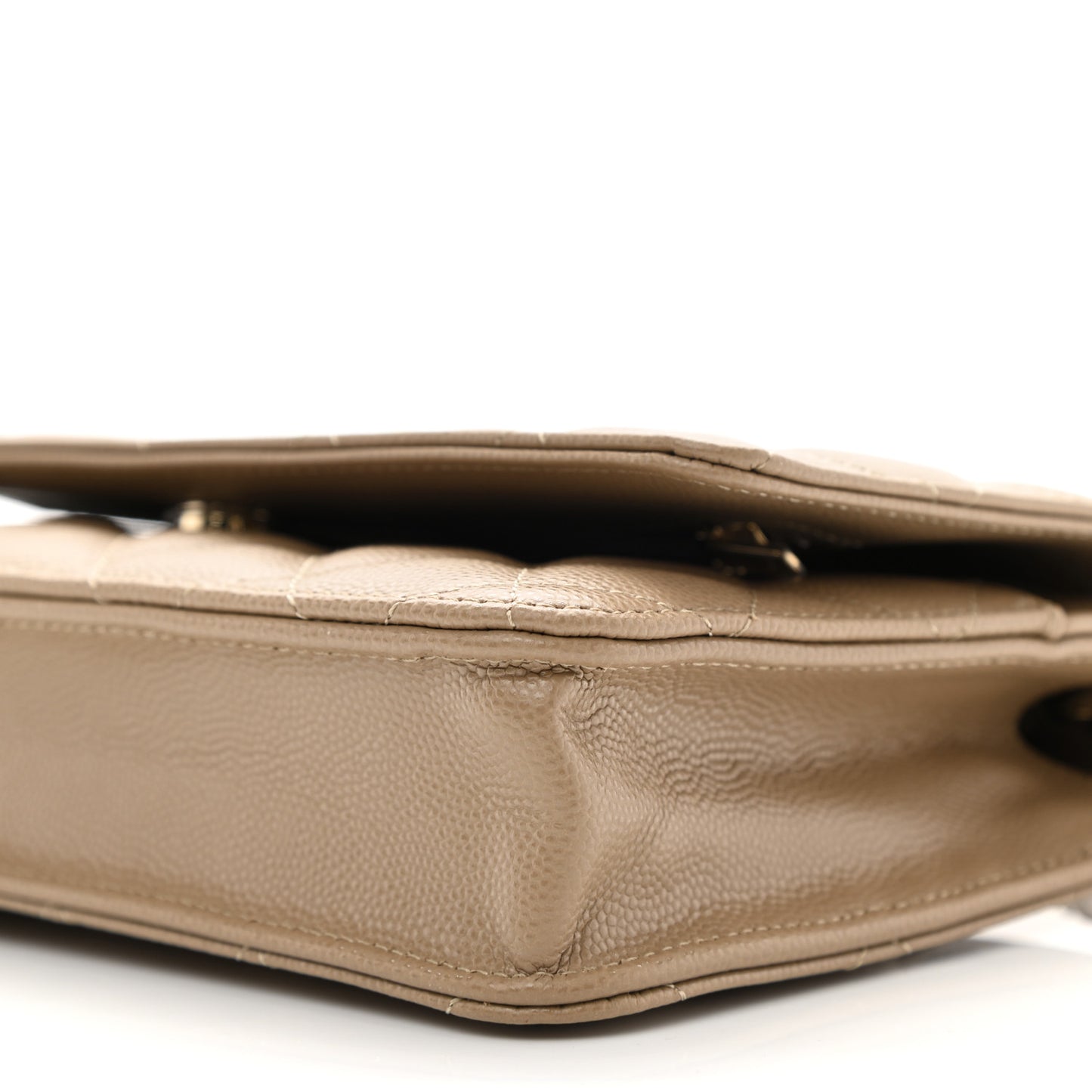 Caviar Quilted Wallet On Chain WOC Beige