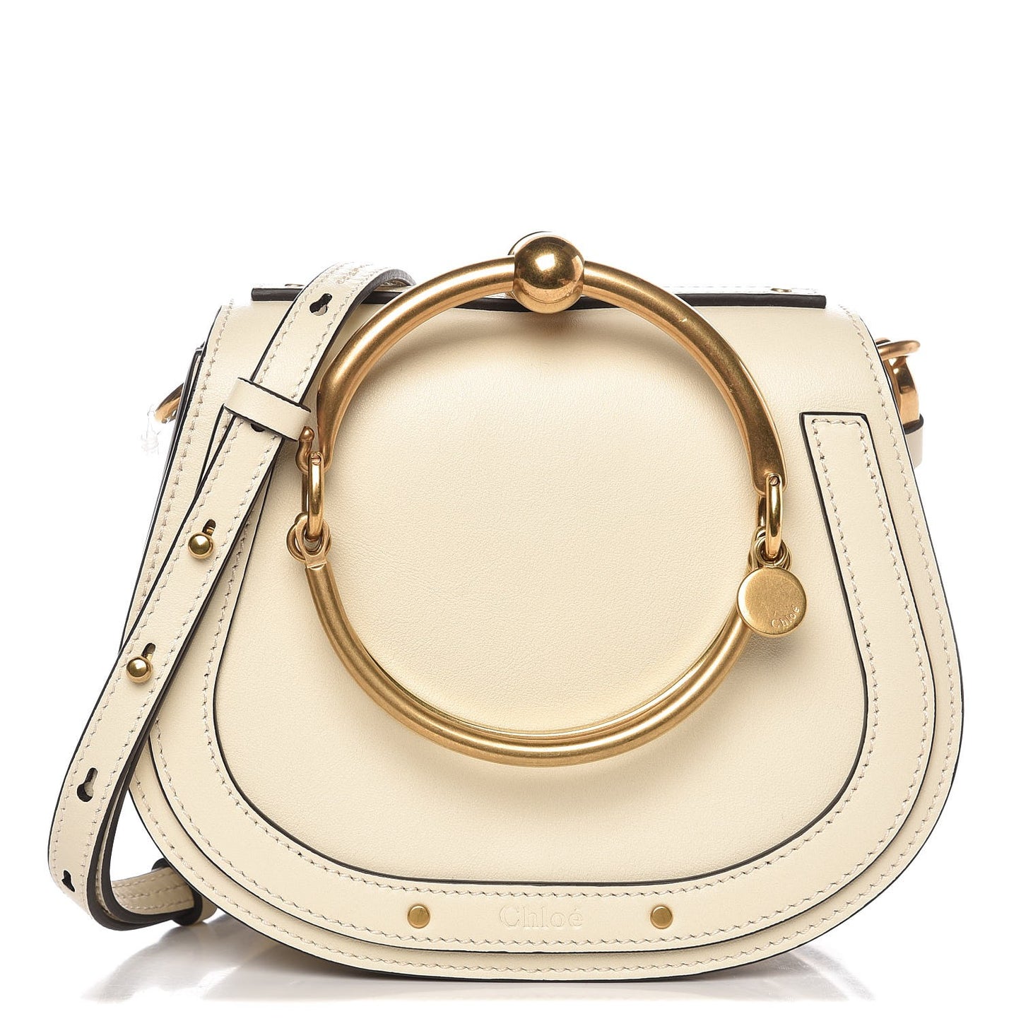 Calfskin Suede Small Nile Bracelet Bag Off White