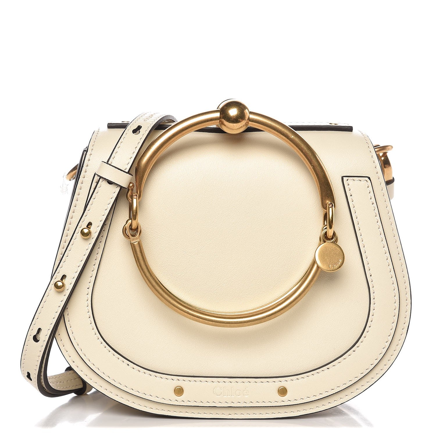 Chloe Calfskin Suede Small Nile Bracelet Bag Off White 1 of 6