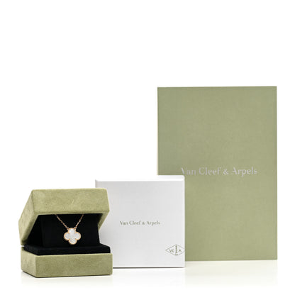 Van Cleef & Arpels 18K Yellow Gold Mother of Pearl Vintage Alhambra Pendant Necklace 5 of 5