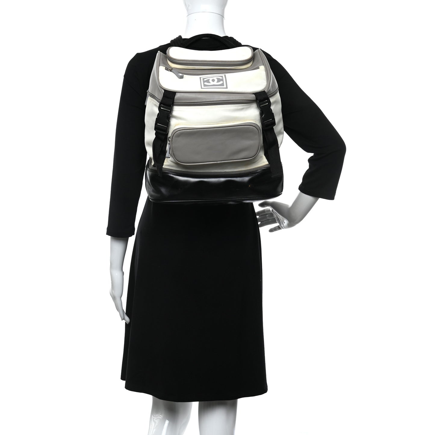 Nylon Sports Backpack Black White