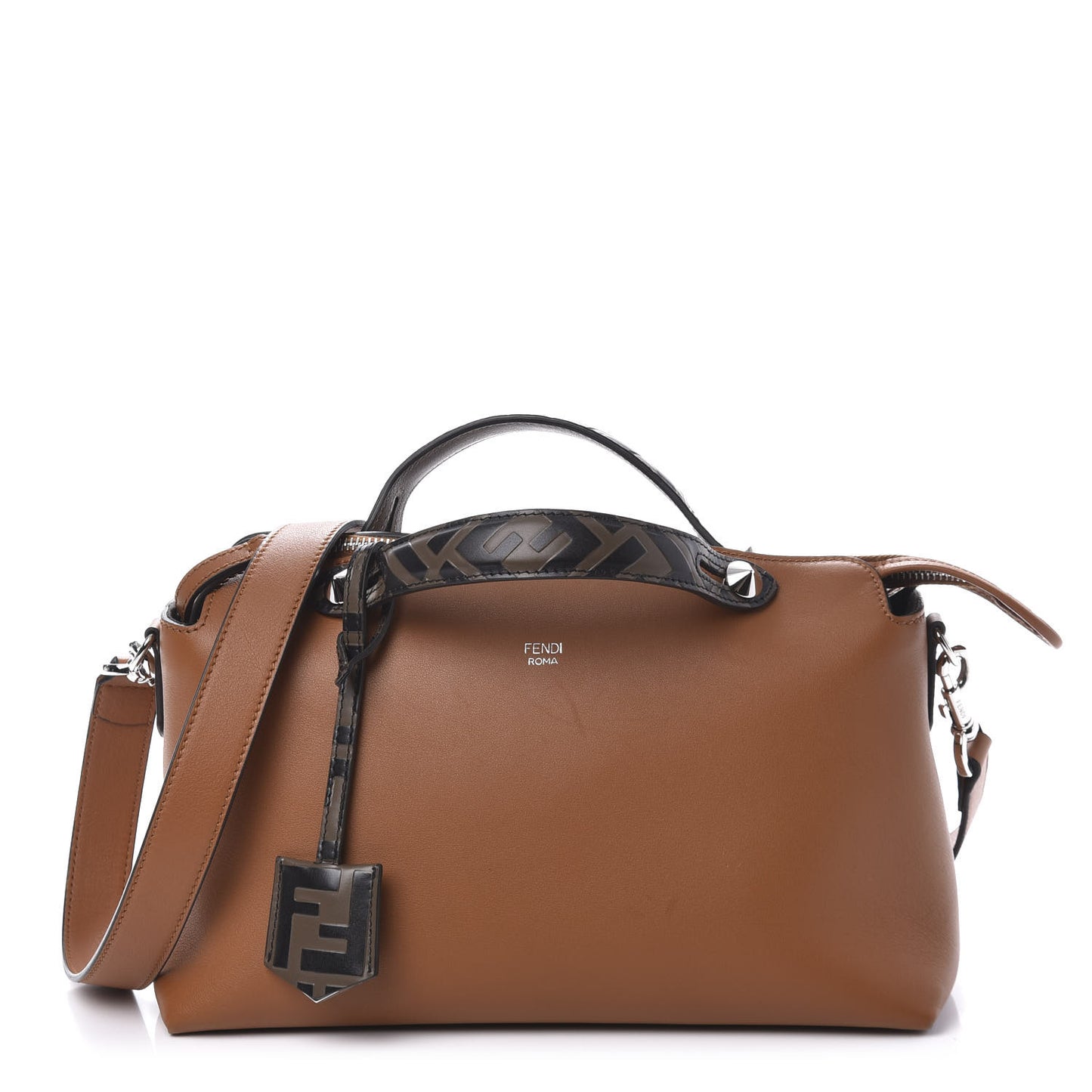 Vitello Dolce Bi-Color FF 1974 Embossed Medium By The Way Boston Bag Brandy Maya Black