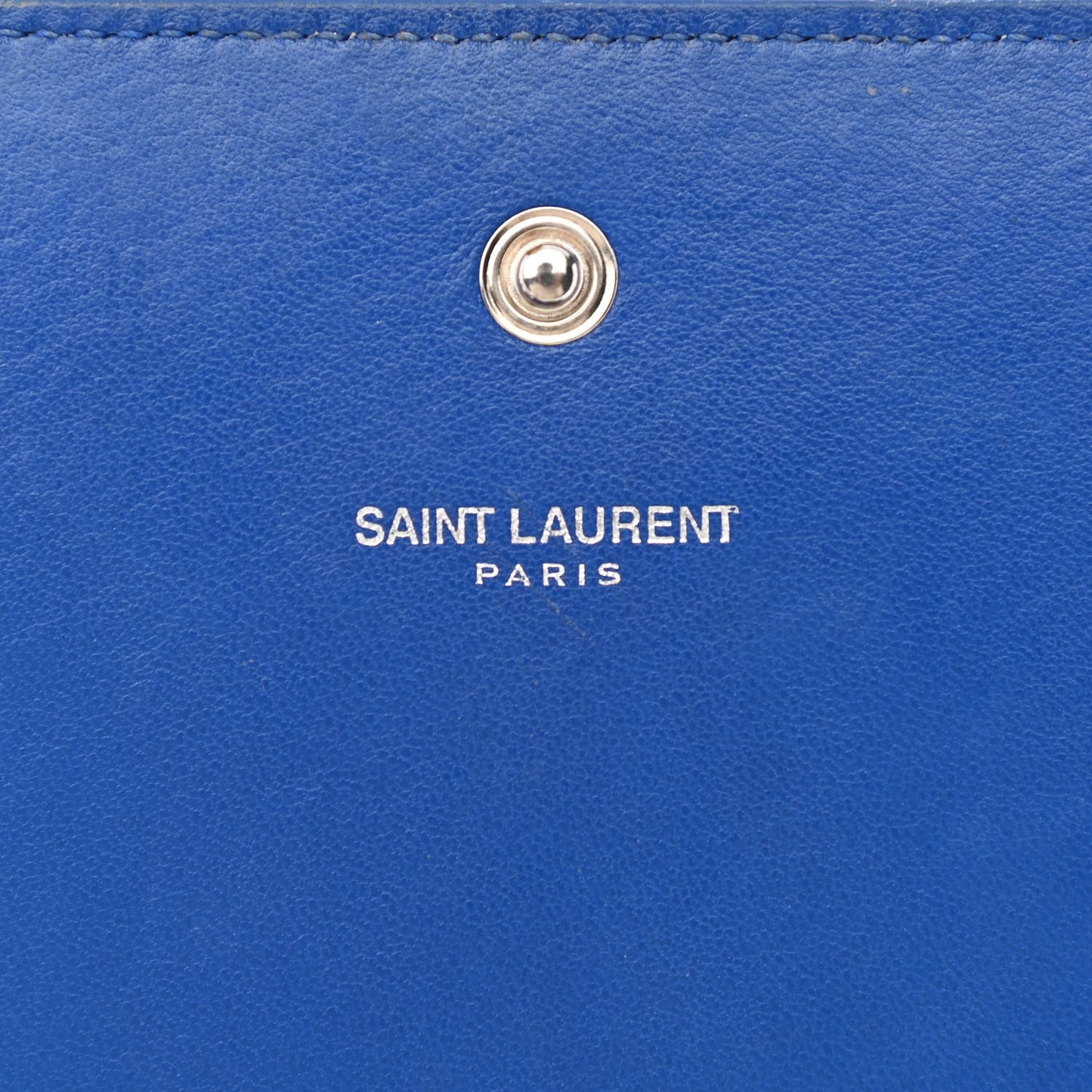 Calfskin Crocodile Embossed Monogram Chain Wallet Royal Blue
