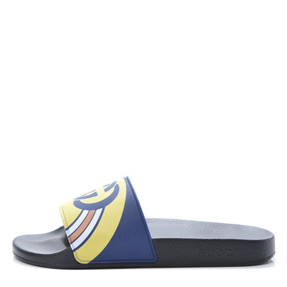 Gucci Rubber GG Rainbow Mens Pursuit Pool Slide Sandals 9 Electric Blue Multicolor 1 of 8