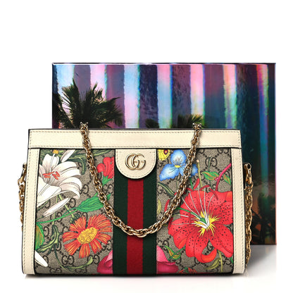 Gucci GG Supreme Monogram Flora Web Small Ophidia Chain Shoulder Bag White 12 of 12