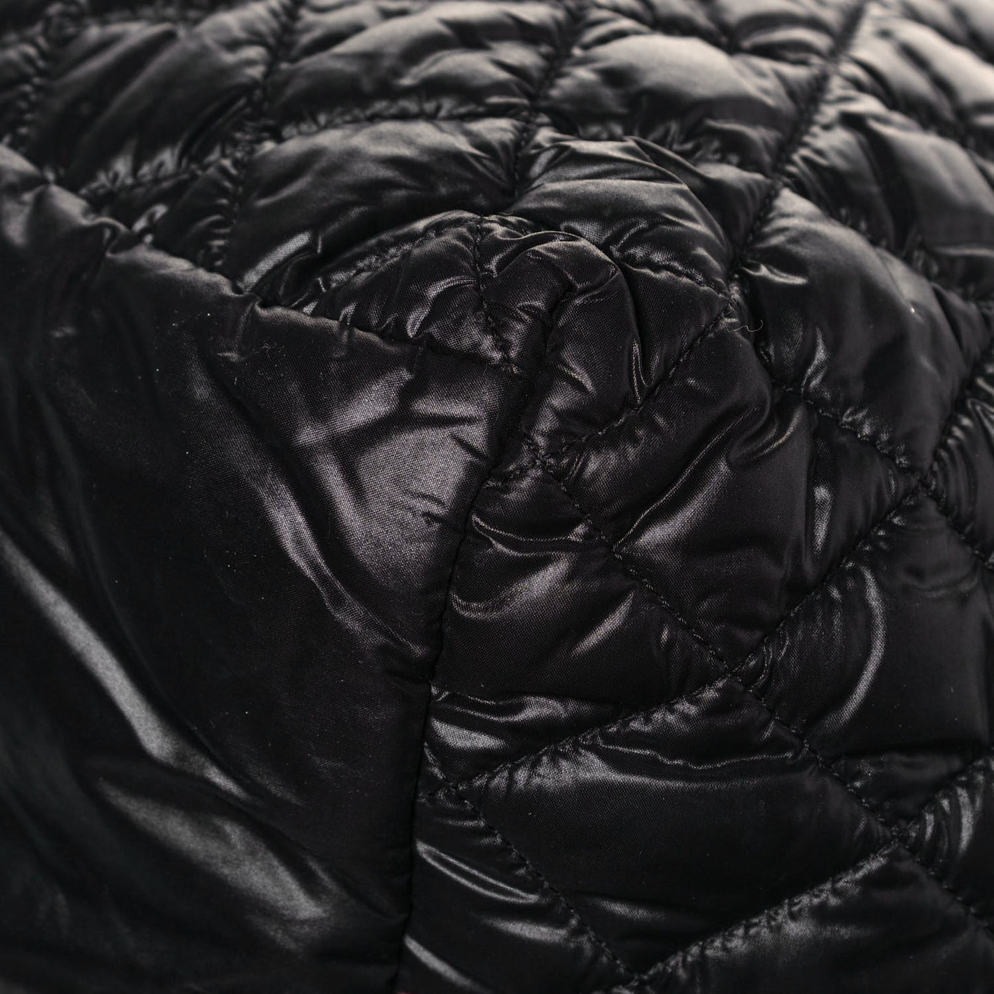 Nylon Quilted Large Coco Cocoon Tote Black