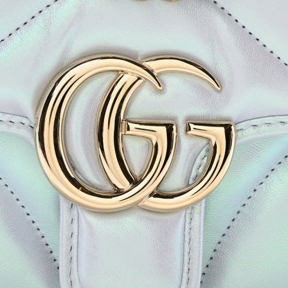 Gucci Iridescent Nappa Chevron Matelasse Mini GG Marmont Shoulder Bag Iridescent Snow Light Blue 7 of 9