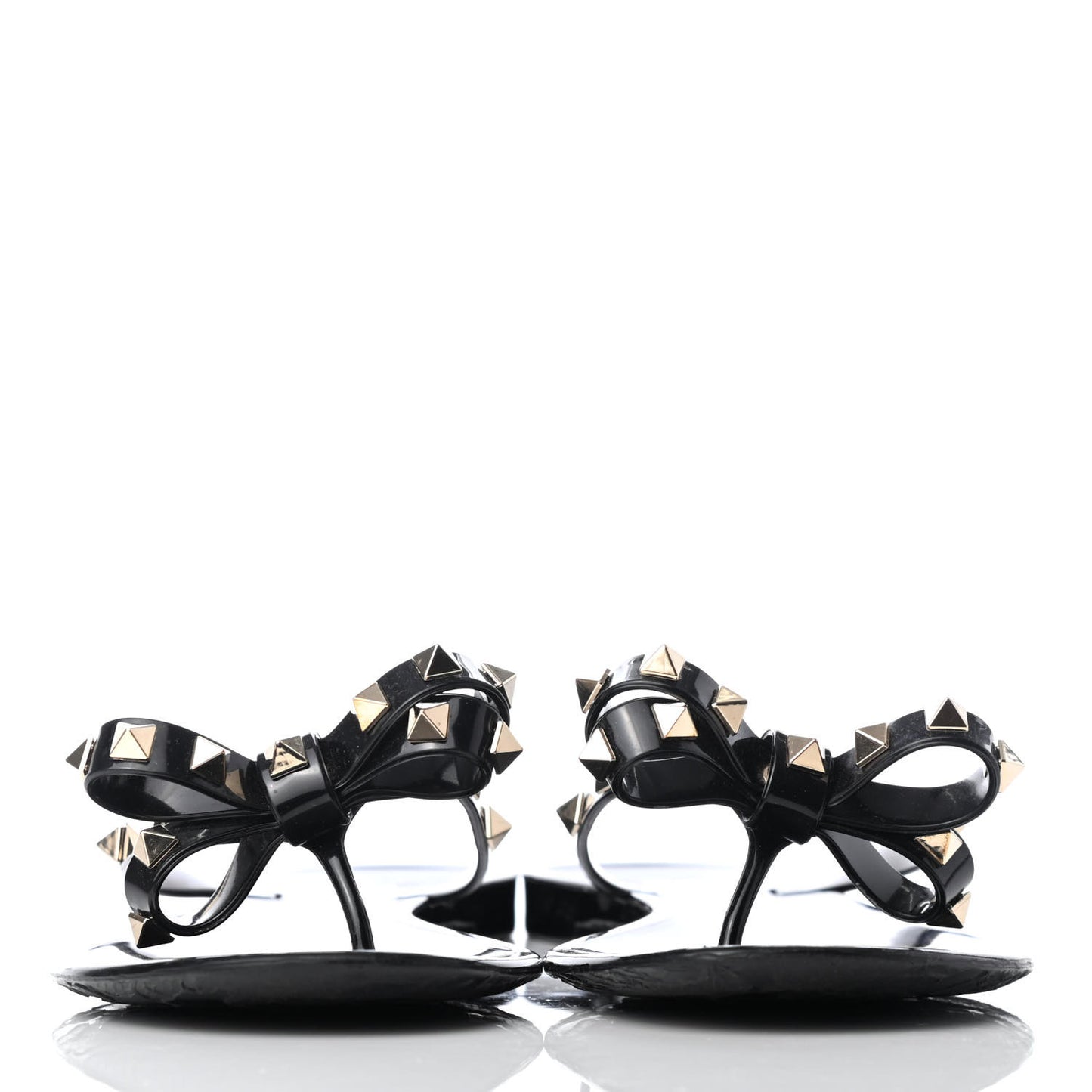 PVC Jelly Rockstud Bow Thong Sandals 41 Black