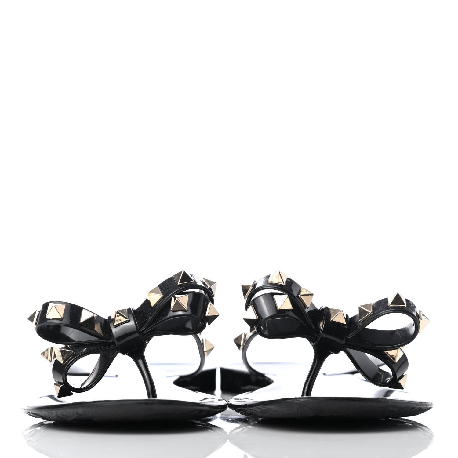 Valentino Garavani PVC Jelly Rockstud Bow Thong Sandals 41 Black 2 of 8
