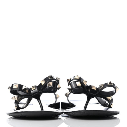 Valentino Garavani PVC Jelly Rockstud Bow Thong Sandals 41 Black 2 of 8