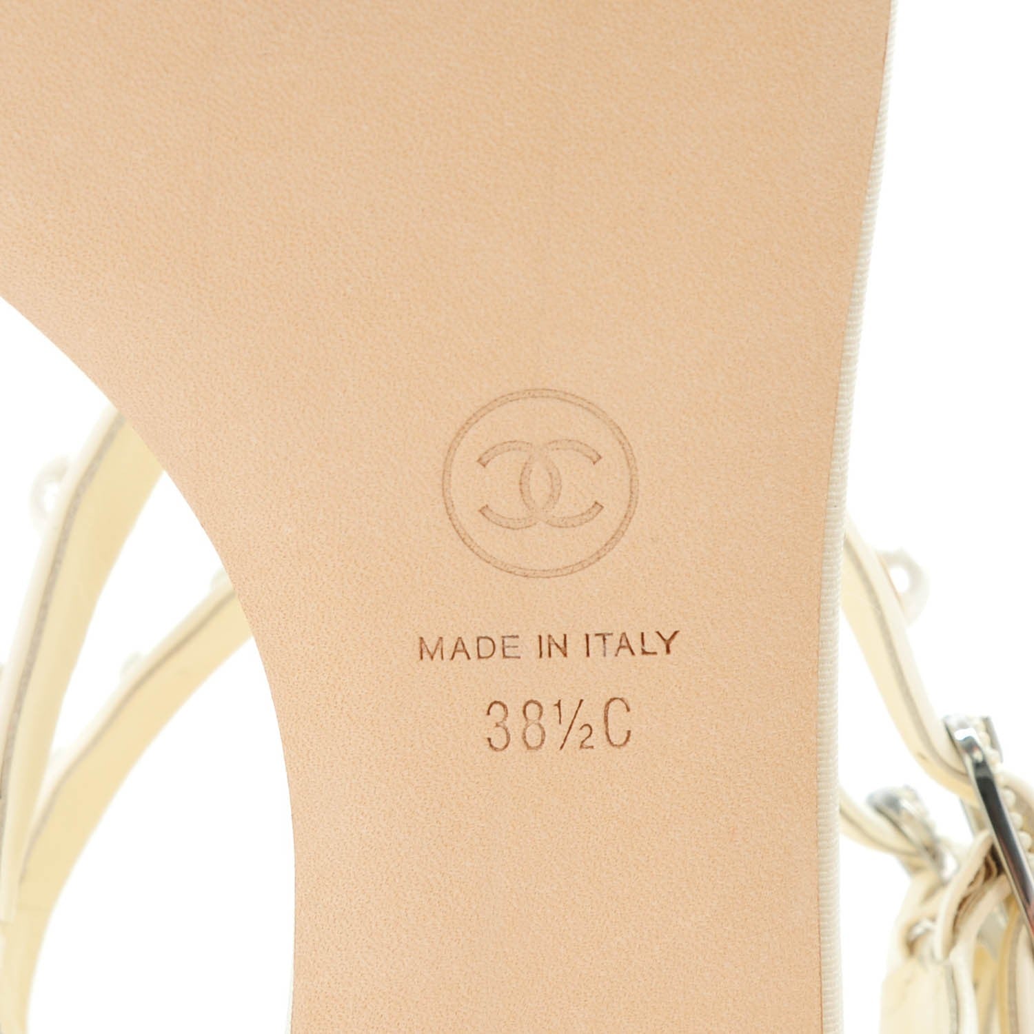 Chanel Lambskin Pearl Thong Sandals 38.5 White 6 of 8