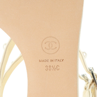 Chanel Lambskin Pearl Thong Sandals 38.5 White 6 of 8