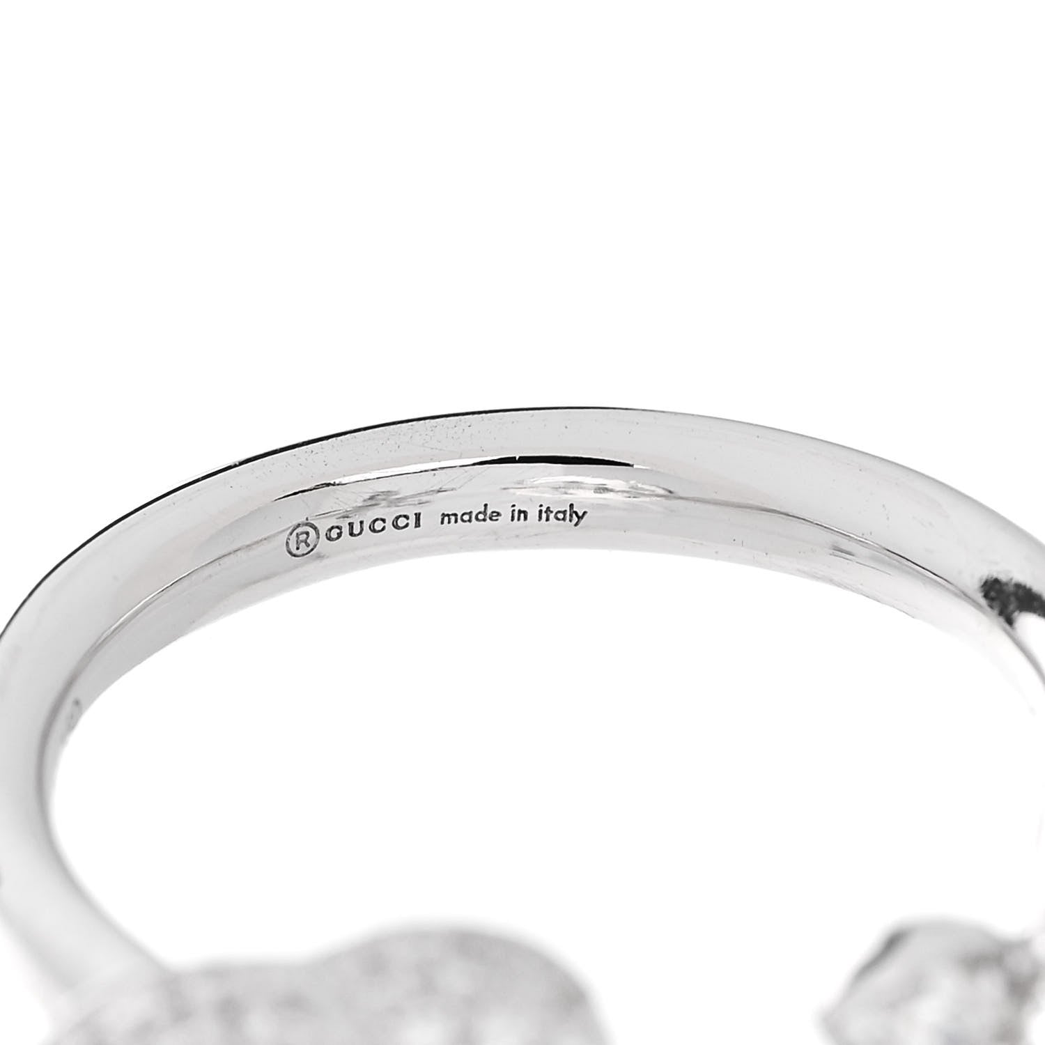Gucci 18K White Gold Diamond Flora GG Open Ring 51 5.75 5 of 6