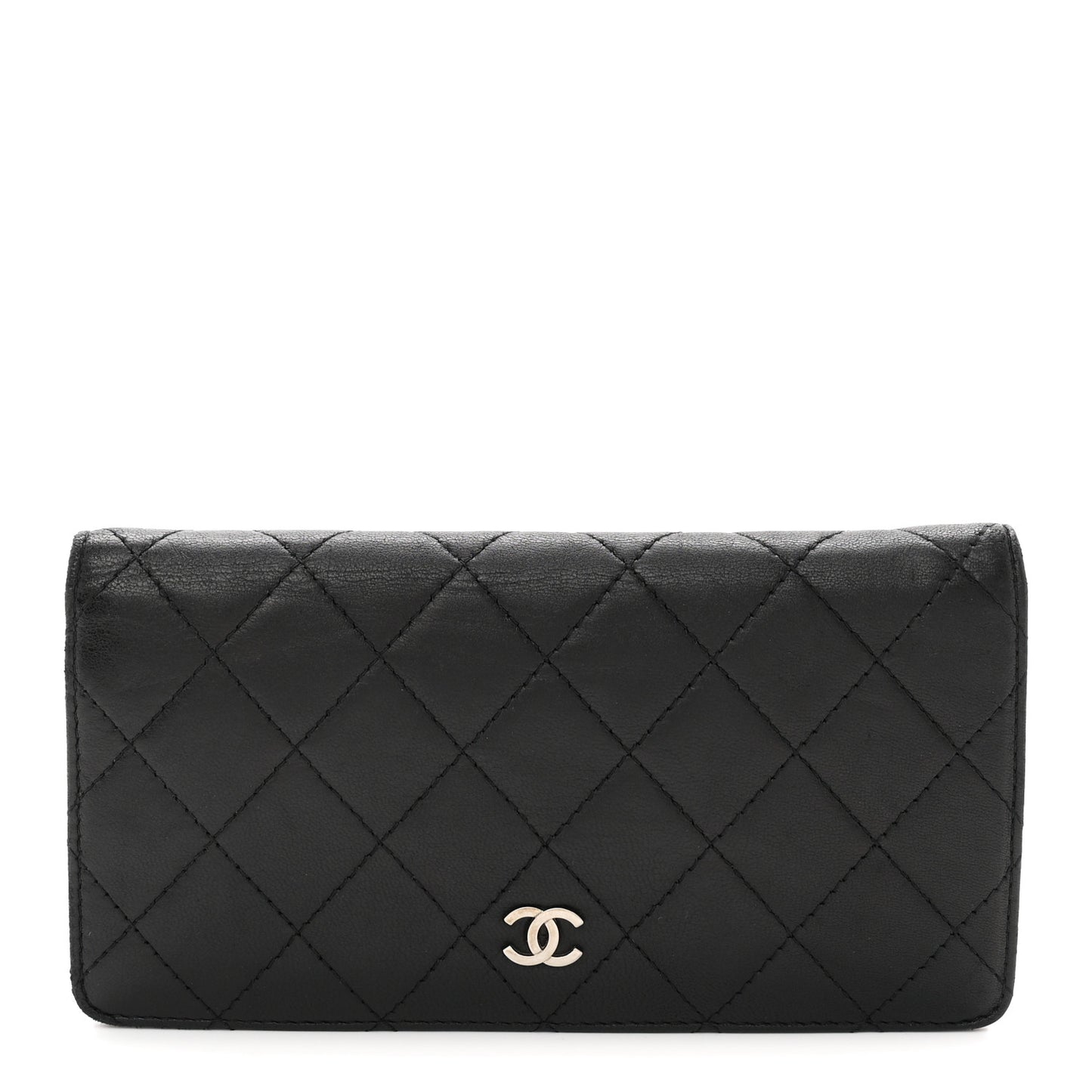 Lambskin Quilted Yen Wallet Black