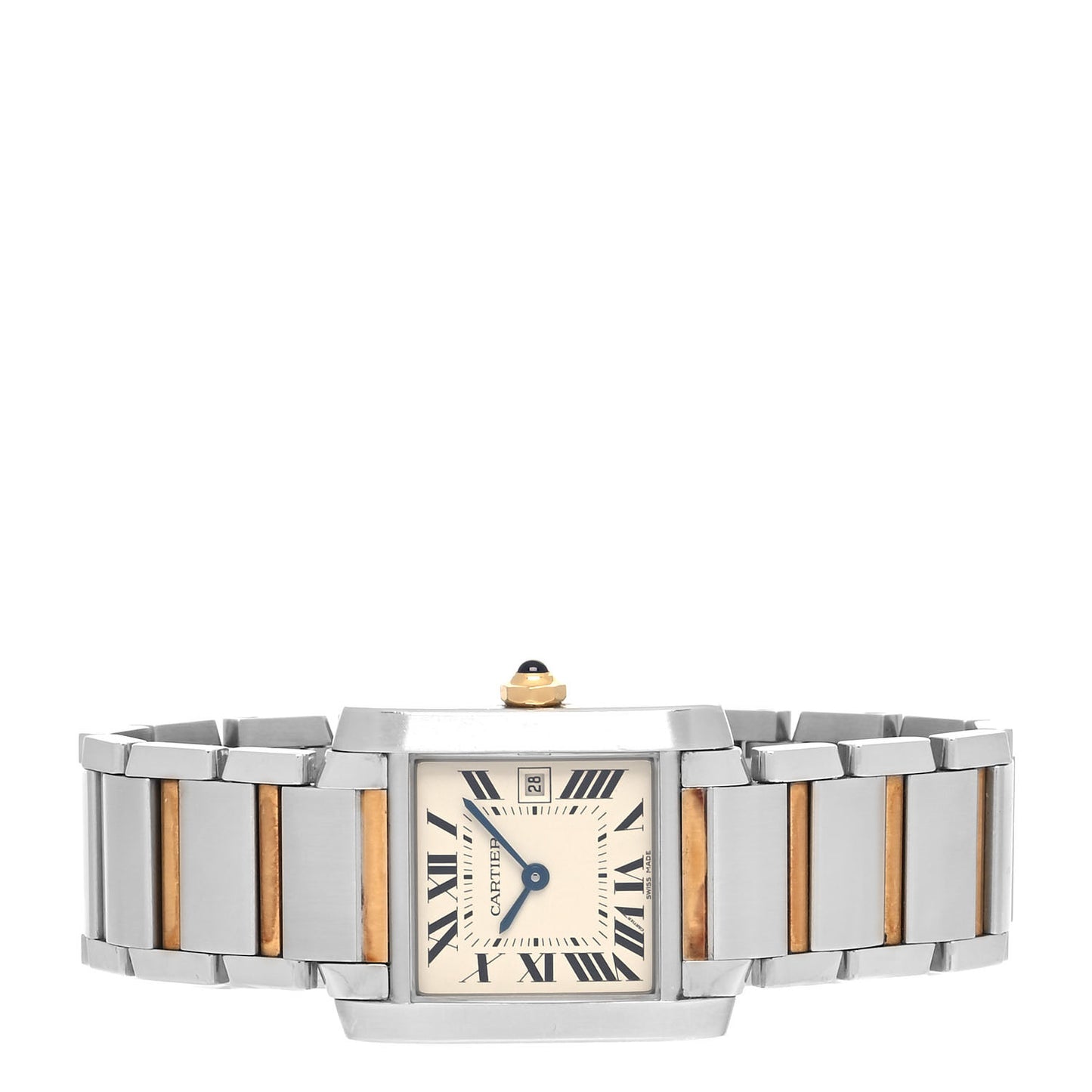 Stainless Steel 18K Yellow Gold 25mm Tank Francaise Quartz Watch