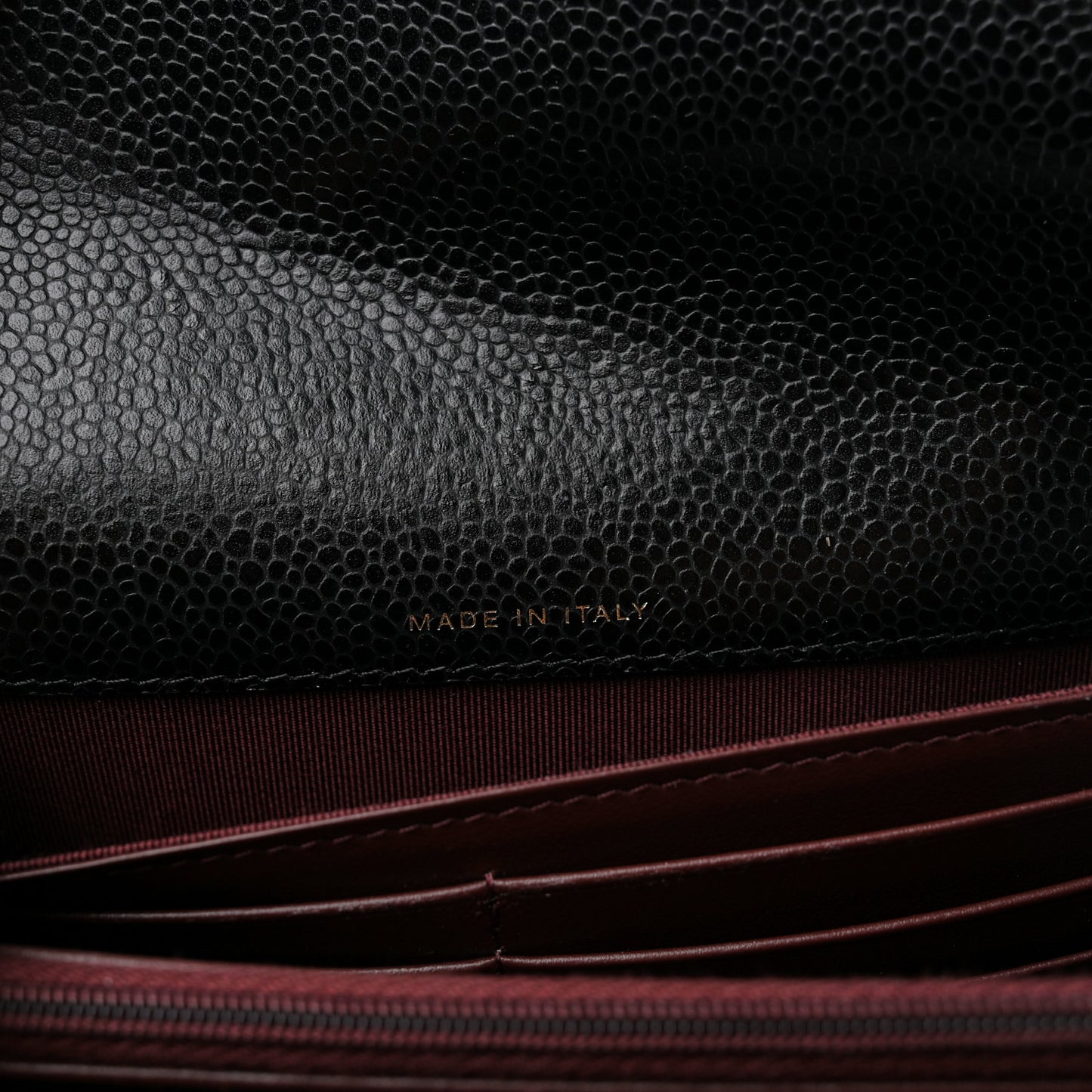 Caviar Quilted Large Gusset Flap Wallet Black